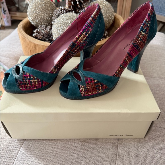 Amanda Smith Shoes - Amanda Smith Vibrant Tweed Peep Toe Heels